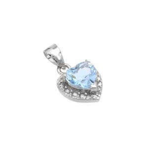 1.45ctw Natural Topaz and Diamond Pendant in 925 Sterling Silver