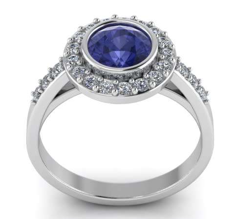 *CD DESIGNER JEWELRY* 1.865ct Tanzanite CZ Cluster Style Ring in 925 Sterling Silver