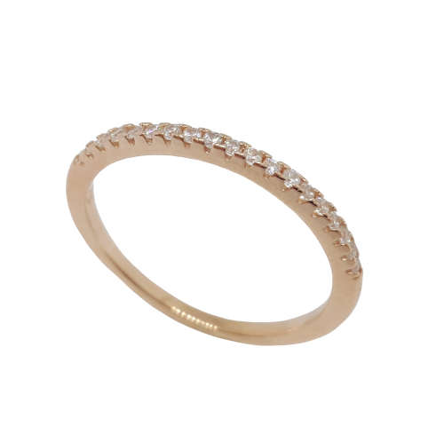 Rose Gold Plated 0.19ctw Cubic Zirconia Eternity Band in 925 Sterling Silver- Size O