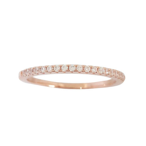 Rose Gold Plated 0.19ctw Cubic Zirconia Eternity Band in 925 Sterling Silver- Size O