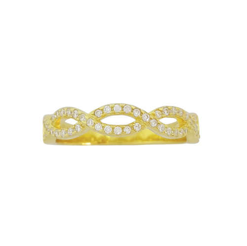Yellow Gold Plated 0.23ctw Cubic Zirconia Infinity style Eternity Band in 925 Sterling Silver-Size O
