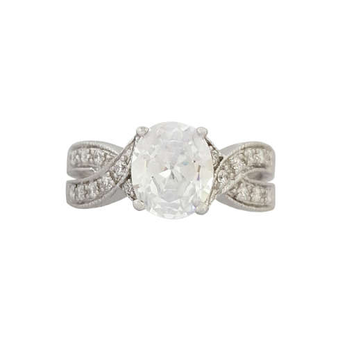 1.77ctw CZ Split Band Cross Over Style Ring in 925 Sterling Silver- Size 7, 8