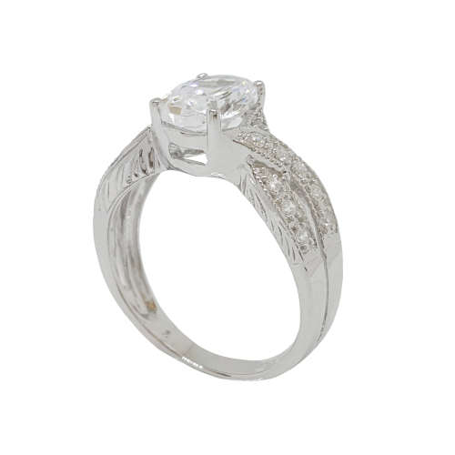 1.77ctw CZ Split Band Cross Over Style Ring in 925 Sterling Silver- Size 7, 8