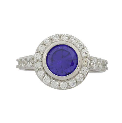 *CD DESIGNER JEWELRY* 1.865ct Tanzanite CZ Cluster Style Ring in 925 Sterling Silver