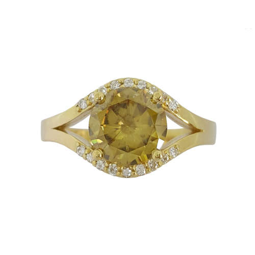 *CD DESIGNER JEWELRY* 1.71ct Syn. Moissanite and Diamond Ring in 9k Yellow Gold
