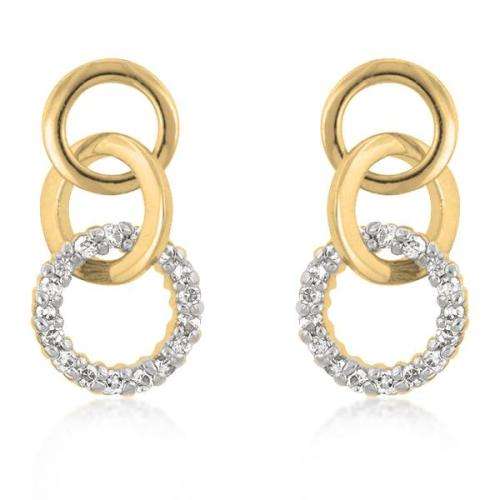 0.34ctw Gold Plated Interlinked Circle Style Drop Earrings