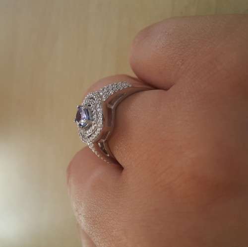 *CD DESIGNER JEWELRY*1.20ct Natural Tanzanite & CZ Ring in 925 Sterling Silver- Size 8.75
