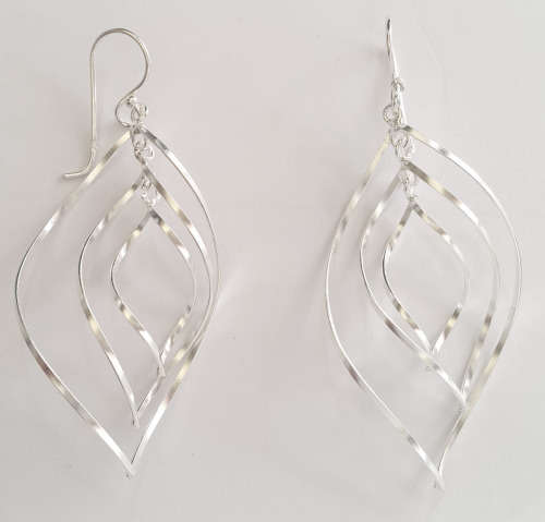 Triple Twist Drop Earrings in 925 Sterling Silver