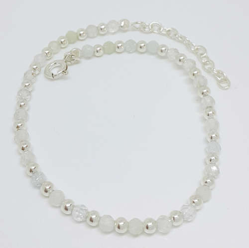 Morganite Bead Bracelet in  Silver