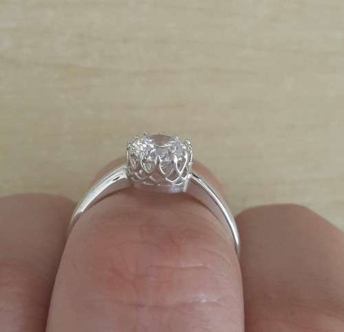 *CD DESIGNER JEWELRY*1.00ctw 100 Facet CZ Crown Set Engagement Ring*Size O*