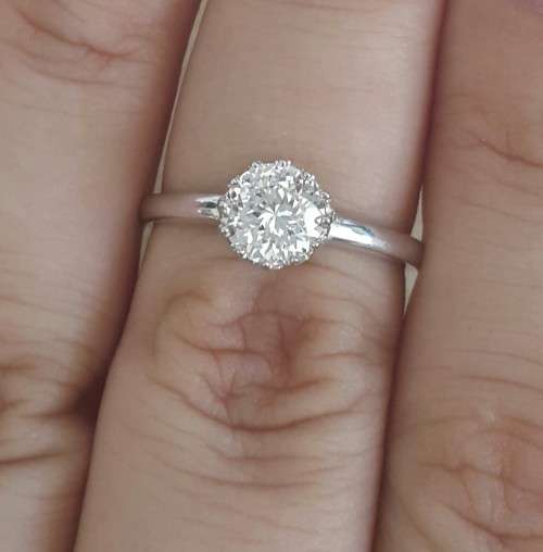 *CD DESIGNER JEWELRY*1.00ctw 100 Facet CZ Crown Set Engagement Ring*Size O*