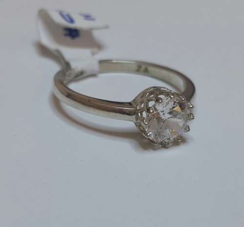 *CD DESIGNER JEWELRY*1.00ctw 100 Facet CZ Crown Set Engagement Ring*Size O*