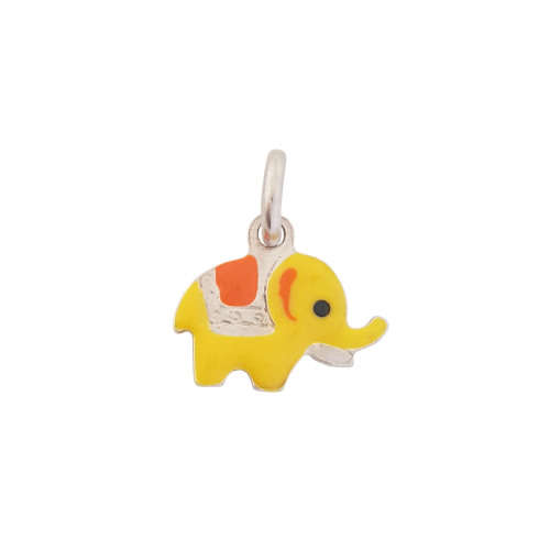 Yellow Enamel Elephant Charm in 925 Sterling Silver