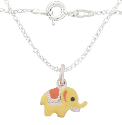 Yellow Enamel Elephant Charm in 925 Sterling Silver