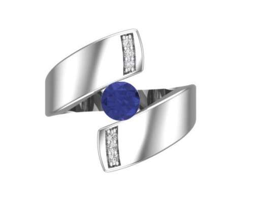 *CD DESIGNER JEWELRY* 1.57ctw Purple and Clear CZ Wrap Ring in Silver- Size R