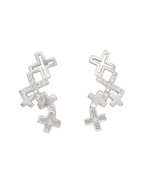 0.10ctw CZ Little Crosses Stud Earrings in 925 Sterling Silver