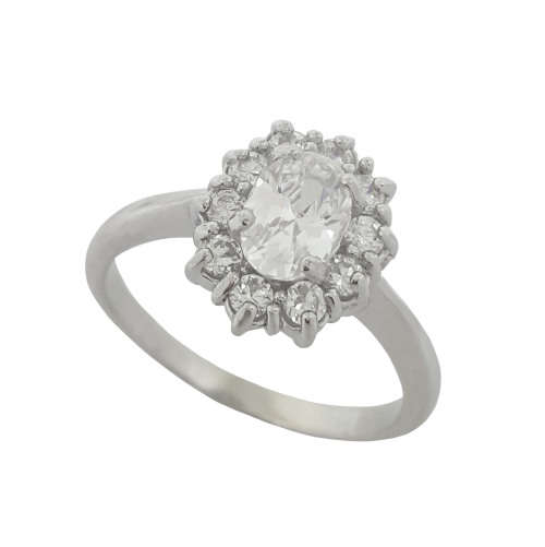 1.30ctw Oval CZ Halo Ring in 925 Sterling Silver- Size 8