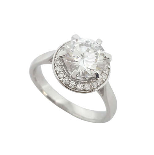 2.11ctw CZ Halo Ring in Silver- Size 5.5/ 7