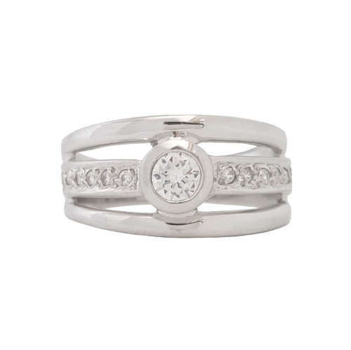 *CD DESIGNER JEWELRY* 0.23ctw CZ Broad Ring in Silver- Size 7.75