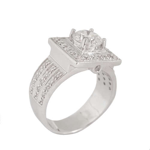 **CD DESIGNER JEWELRY** Princess CZ Halo Ring- Size 7.75