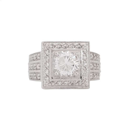 **CD DESIGNER JEWELRY** Princess CZ Halo Ring- Size 7.75