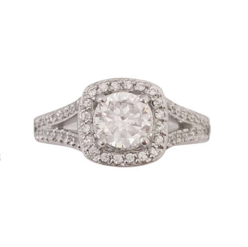 *CD DESIGNER JEWELRY* 1.01ct CZ Split Band Ring in 925 Sterling Silver- Size 8.5