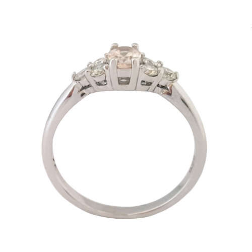 CD DESIGNER JEWELRY* 0.80ctw Morganite and Diamond Ring in Silver- Size 8.5