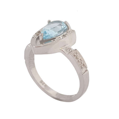 **CD DESIGNER JEWELRY**1.52ct Natural Topaz and CZ Engagement Ring in 925 Sterling Silver*Size O*
