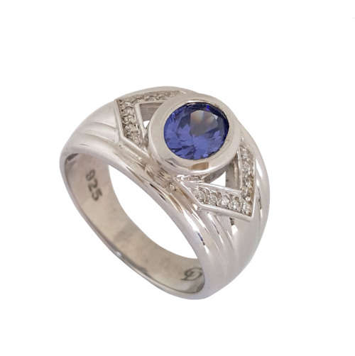 *CD DESIGNER JEWELRY*1.09ctw Cr Tanzanite Ring in Silver- Size R