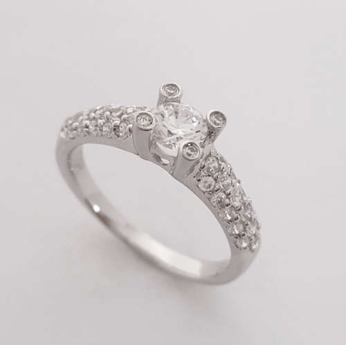 Sterling silver Detailed CZ Ring - Size 7