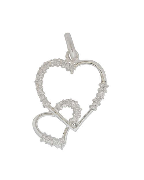 SILVER CZ Double Heart Pendant