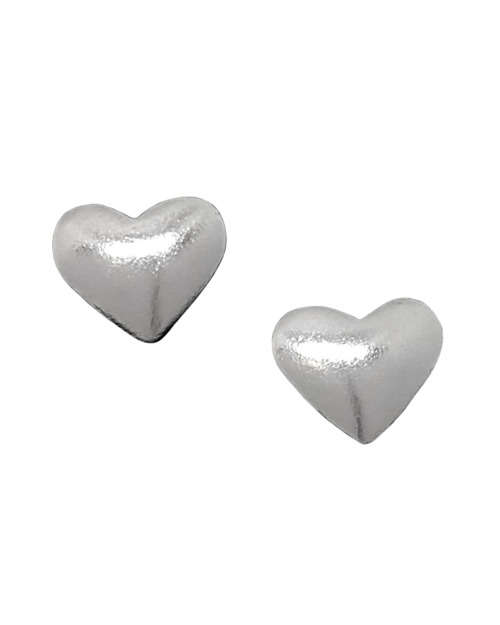 Puffy Heart Stud Earrings in Silver