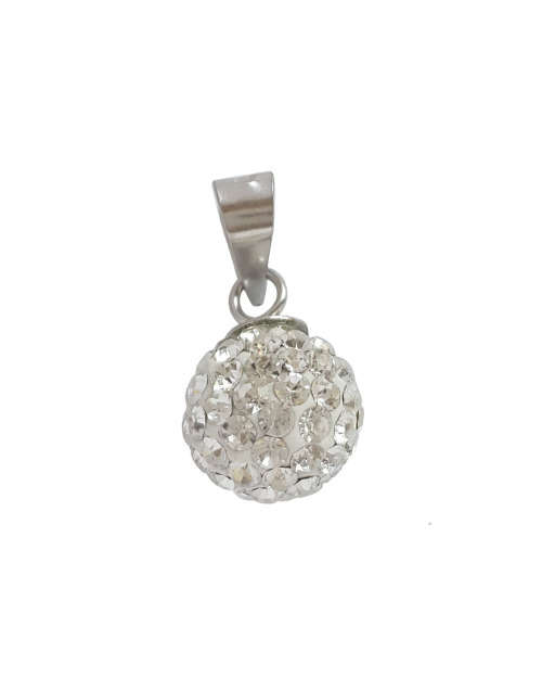 Rhinestone Crystal Ball Pendant in 925 Sterling Silver