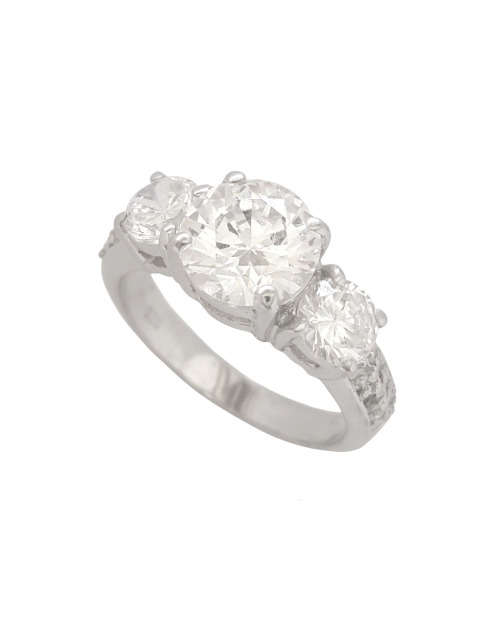 925 Sterling Silver 3.08ctw CZ Trilogy Ring- Size 7