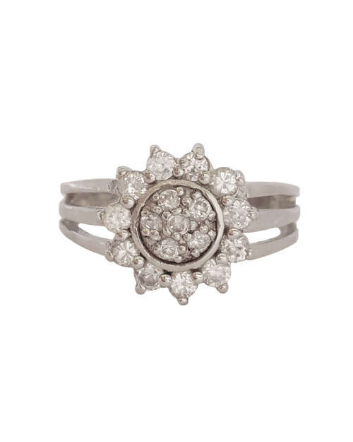 CZ Flower Cluster Ring in Silver - Size 7/ 8