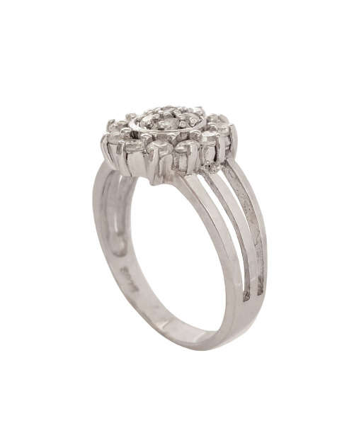 CZ Flower Cluster Ring in Silver - Size 7/ 8