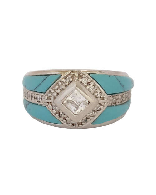 Blue enamel and CZ ring in 925 Sterling Silver Size 8