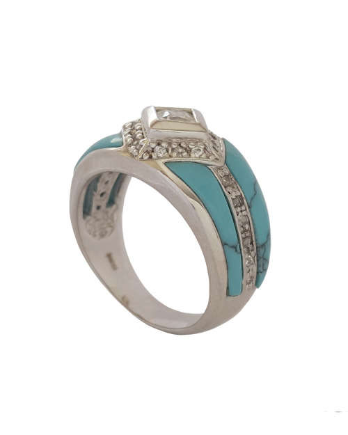 Blue enamel and CZ ring in 925 Sterling Silver Size 8