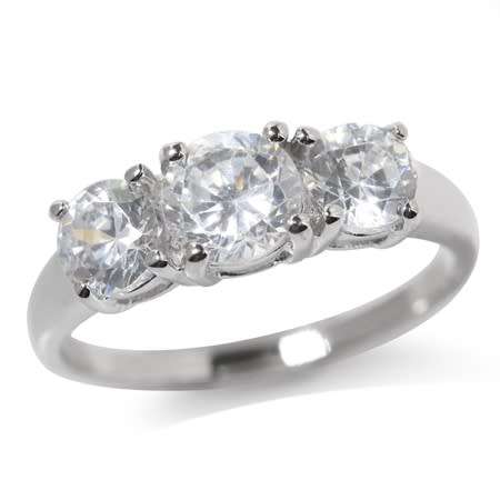 925 Sterling Silver Trilogy CZ Ring- Size L