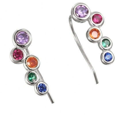 Multi Colour CZ Drop Earrings in 925 Sterling Silver