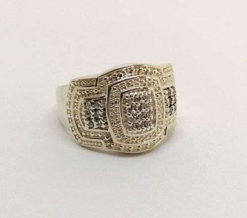 0.12ctw Clear CZ Broad Ring in 925 Sterling Silver - 7.75 - 8.5