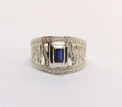 0.25ct Sapphire Blue CZ Ring in Silver