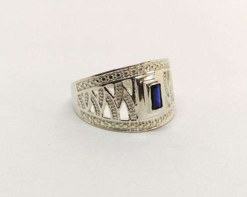 0.25ct Sapphire Blue CZ Ring in Silver