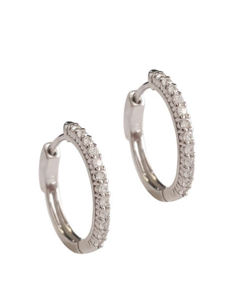 0.12ctw CZ Hoop Earring with lock in Silver