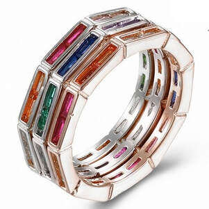 Multi Colour CZ Eternity Band in 925 Sterling Silver- Sizes 7.5/ 9/ 9.25