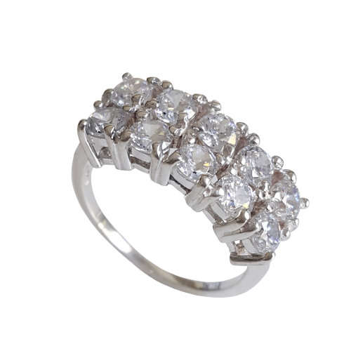 Two row CZ Half eternity ring- Size 8