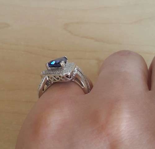 Diamond Cluster and CR Tanzanite ring in White Gold