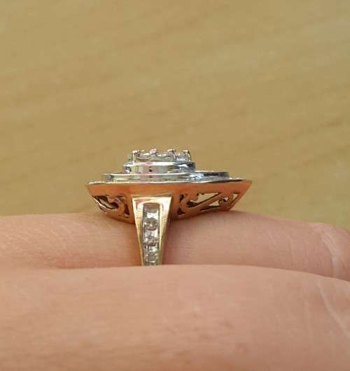 10K Two Tone Gold Cluster Diamond Ring- Size 8