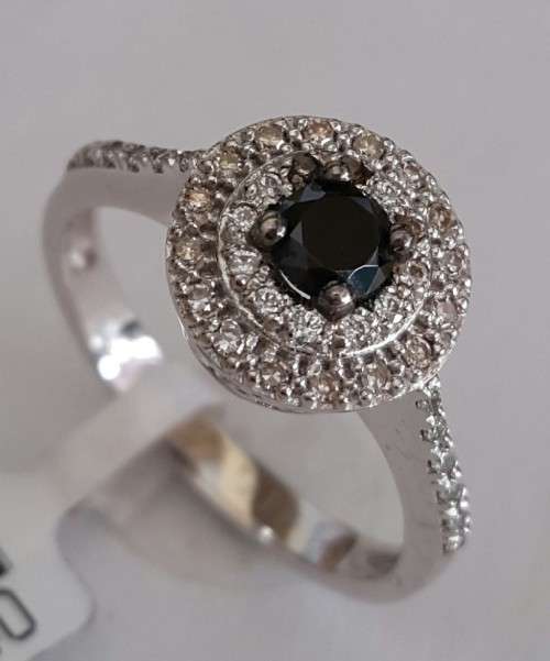 Black Halo Cluster in 9ct White Gold