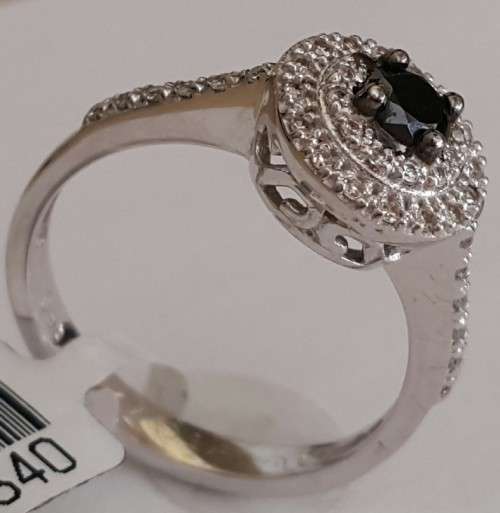 Black Halo Cluster in 9ct White Gold